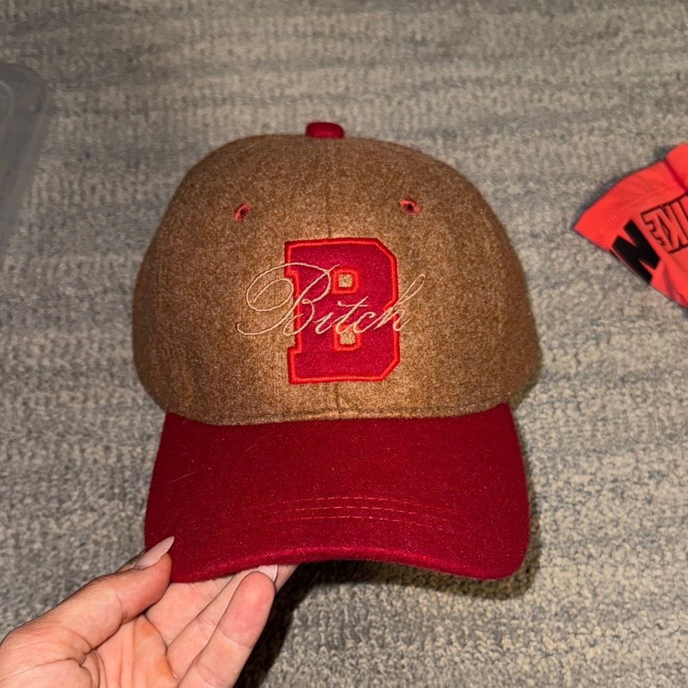Brown and Red Embroidered 'B' Baseball Cap